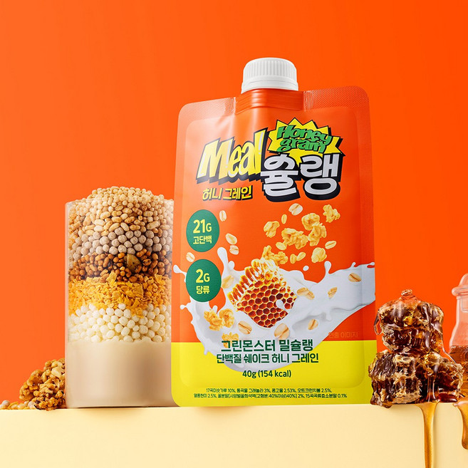 그린몬스터 밀슐랭 단백질 쉐이크 허니 그레인 40g 5개