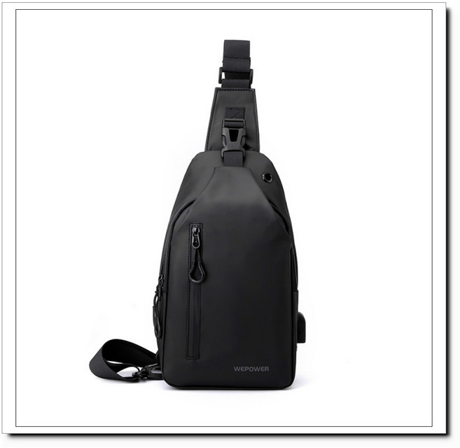WEPOWE 男生胸包 休閒大容量單肩斜挎包 韓版防潑水潮流, 黑