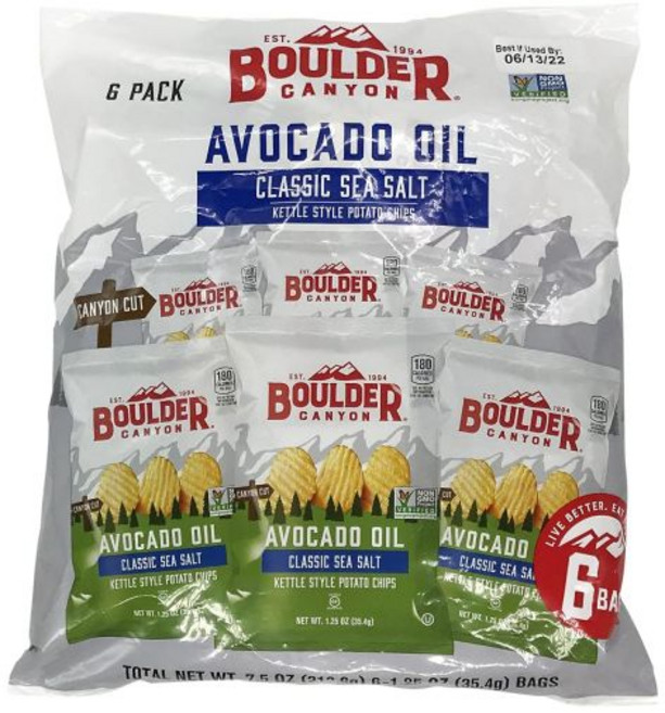Boulder Canyon 과자 칩 볼더 캐년 아보카도 오일 바다 소금 감자칩 6개입 1.25온스, 35.4g