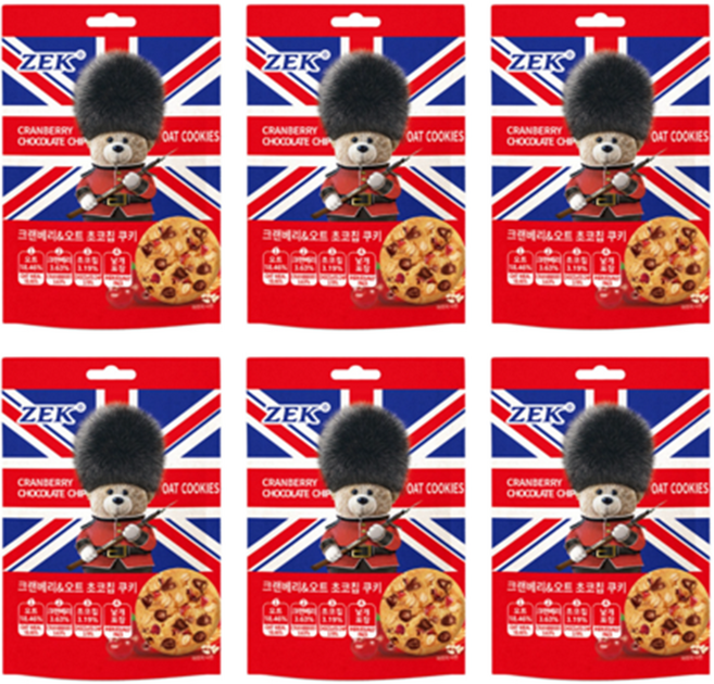 zek 크랜베리 앤 오트 초코칩 쿠키, 60g, 6개