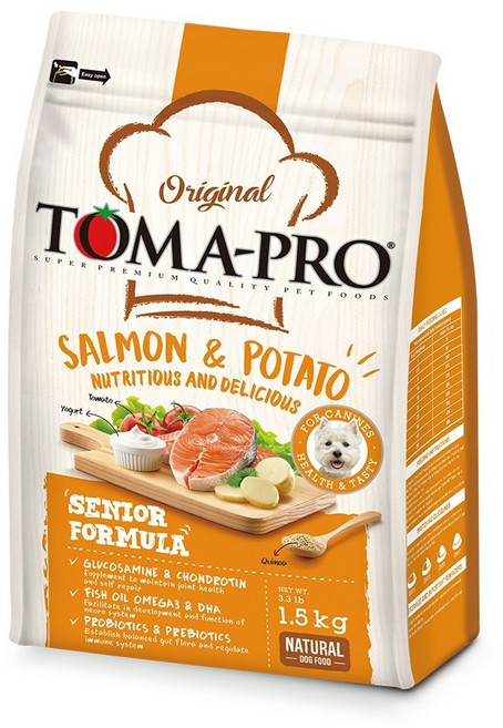TOMA-PRO 優格高齡犬鮭魚配方 熟齡養生, 鮭魚+土豆, 3kg, 1個