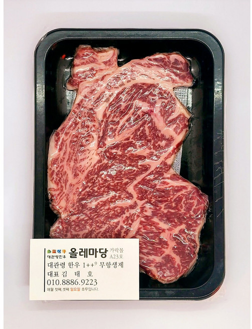 친환경 무항생제 대관령 한우투뿔 1++ no9 건강한 소고기 11가지부위 올레마당, 1개, 새우살등심200g