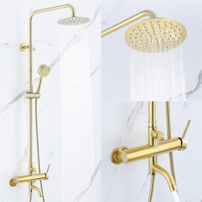 준앤코 스테인리스 해바라기샤워기 샤워수전 SRS01, 1세트, 골드