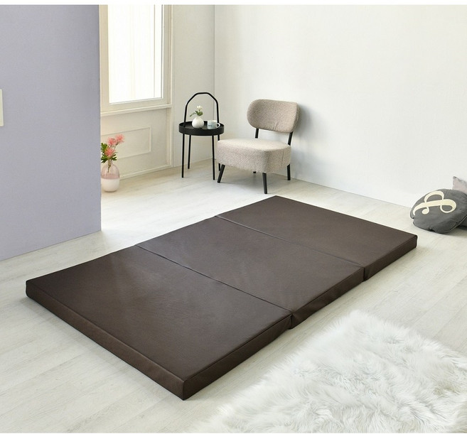 미라클침구 레자 3단 접이식매트리스, 3단 (HR) 레자 다크브라운, 8cm
