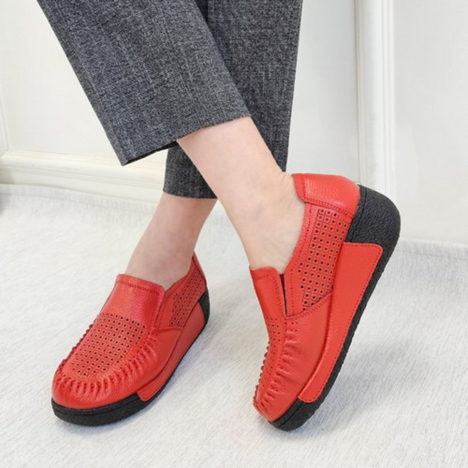 구두모모 멀로 소가죽 셔링 키높이 컴포트 슈즈 (5cm)