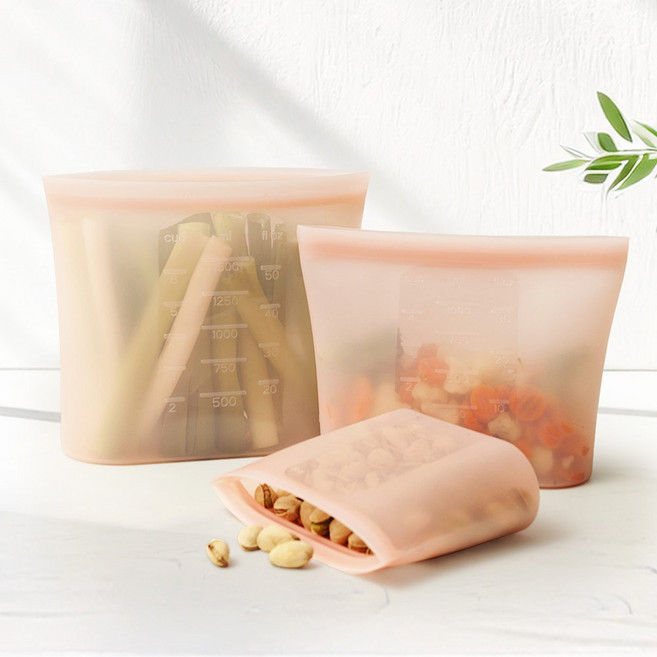 니콜레타 유럽인증 실리콘 지퍼백 S+M+L 3종 세트, 4세트, 피치