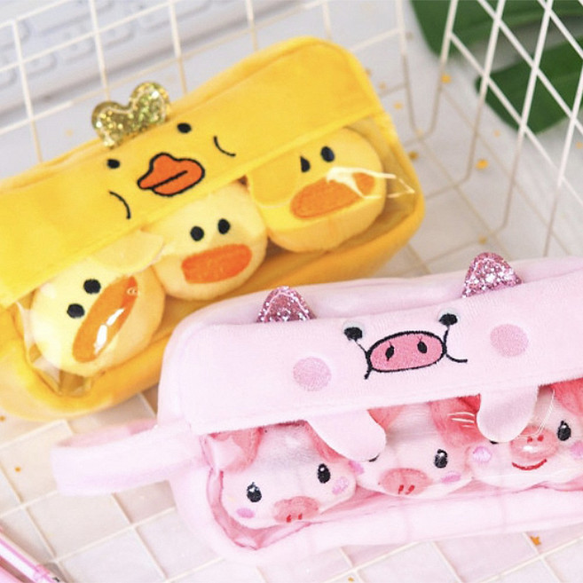 애니멀2 대용량 파우치 봉제필통 / 펜슬케이스 - 택1, 돼지, 돼지