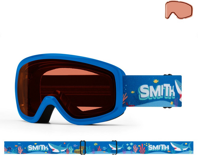 스미스 스노우데이 주니어 스노우 고글 - 코발트 샤크 베이트/로즈 틴트 (안경착용가능), 1개
