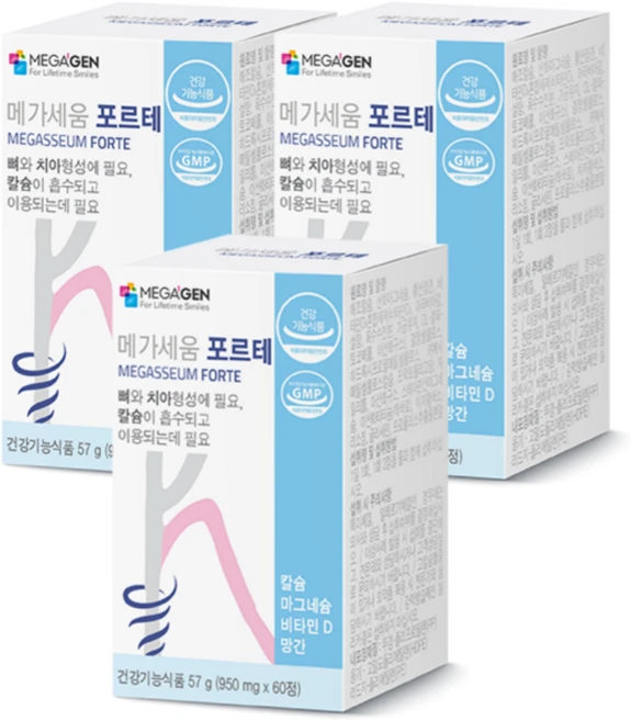 메가세움 포르테 칼슘 마그네슘 멀티 비타민 D 망간, 60정, 3개 - 쿠팡