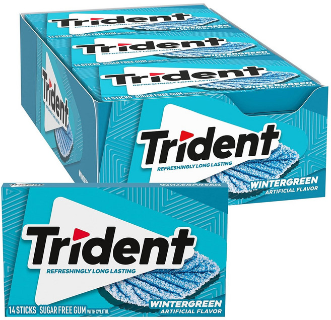 트라이던트 무설탕 자일리톨 껌, 윈터그린 (Wintergreen), 168개, 1.9g
