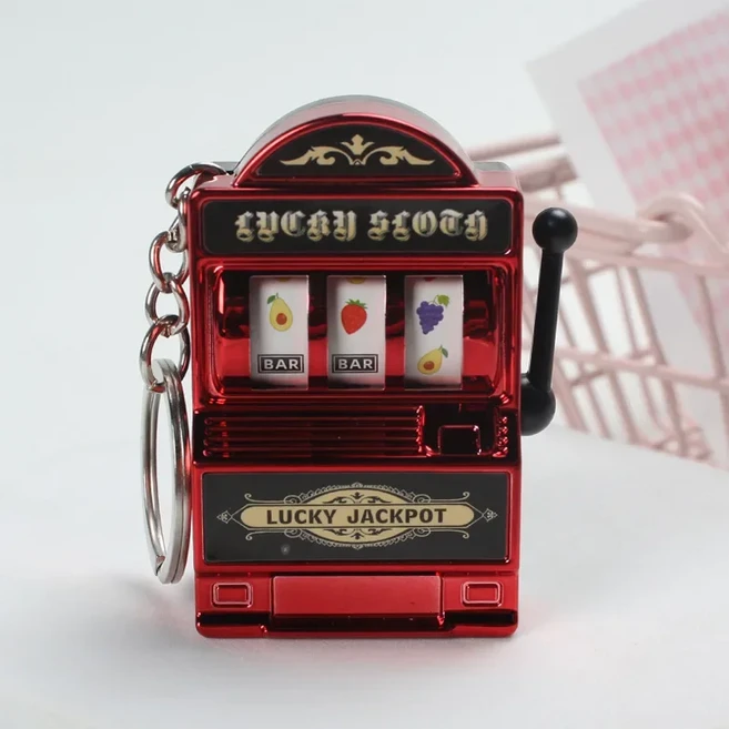 과일 슬롯 머신 키체인 세트 행운의 부적 미니 카지노 펜던트 레트로 아케이드 디자인 어린이 및 성인 가방, 03 Red