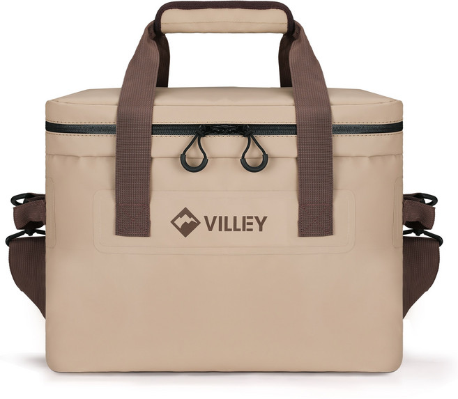 VILLEY 20L 아웃도어 캠핑 소프트 보냉백 쿨러백, 브라운
