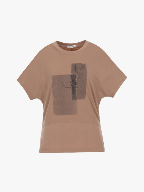 올리비아로렌 LE VIE 프린팅 반팔 티셔츠 VOCAS5M6336