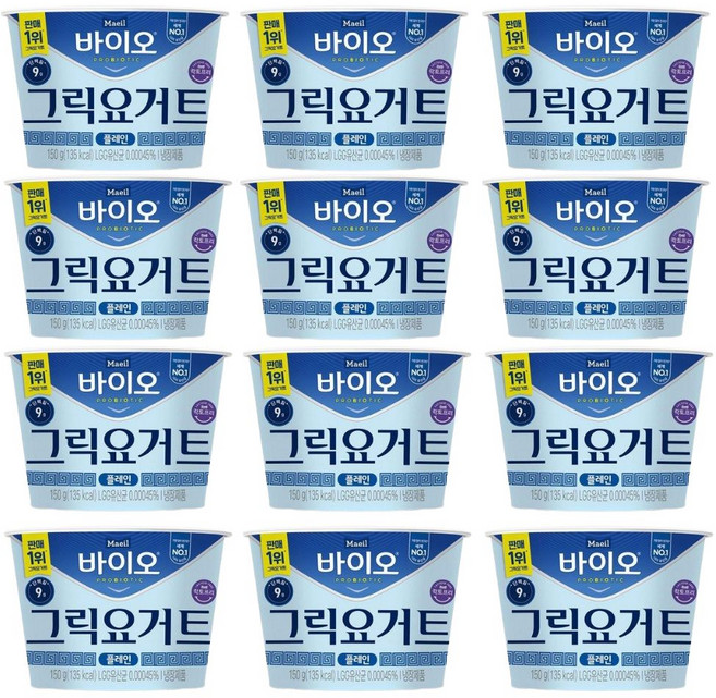 매일바이오 그릭요거트 무가당 플레인, 12개, 150g