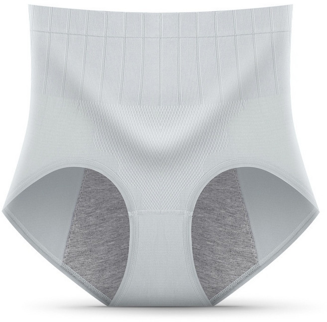 機能高腰生理褲 石墨烯內褲 提臀防漏 純棉暖宮 經期安心褲, 灰色,均碼