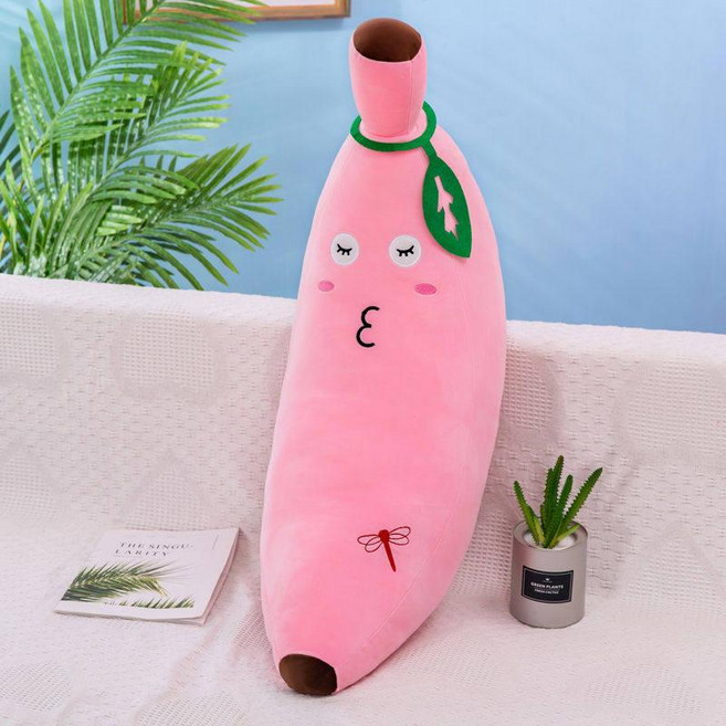 바나나 봉제인형 1.2m 대형 수면인형 옐로우 안고자는, 핑크 바나나