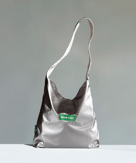 GREEN 그린 STUFF 심풀 쇼퍼백 62 메탈릭 나일론 - titanium SILVER 실버