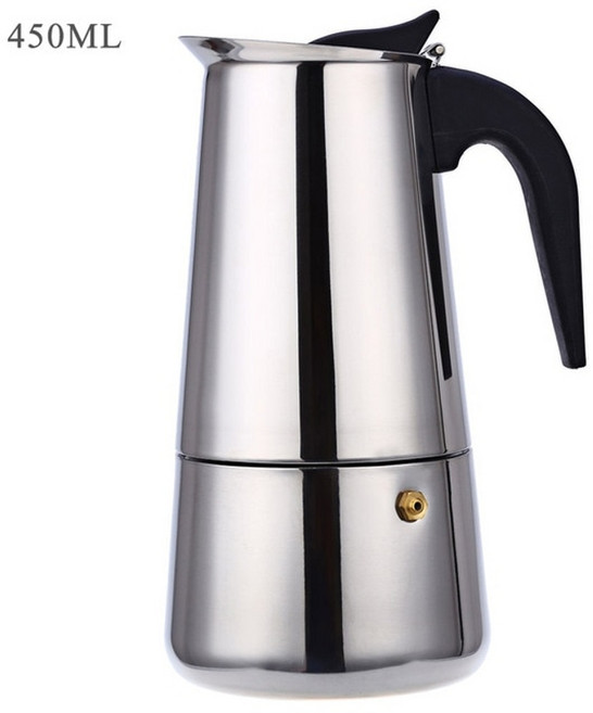 스테인레스 스틸 커피 포트 모카 에스프레소 라떼 여과기 스토브 커피 메이커 냄비 여과기 음료 도구 카페티에 라떼 스토브, 450ml 9컵