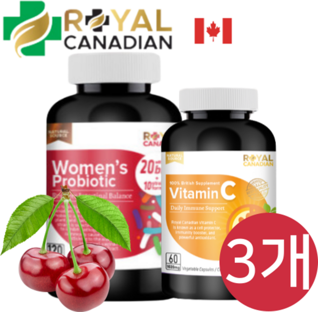 로얄캐네디언 캐나다 고함량 여성 생유산균 120캡슐x3통, 120정, 3개