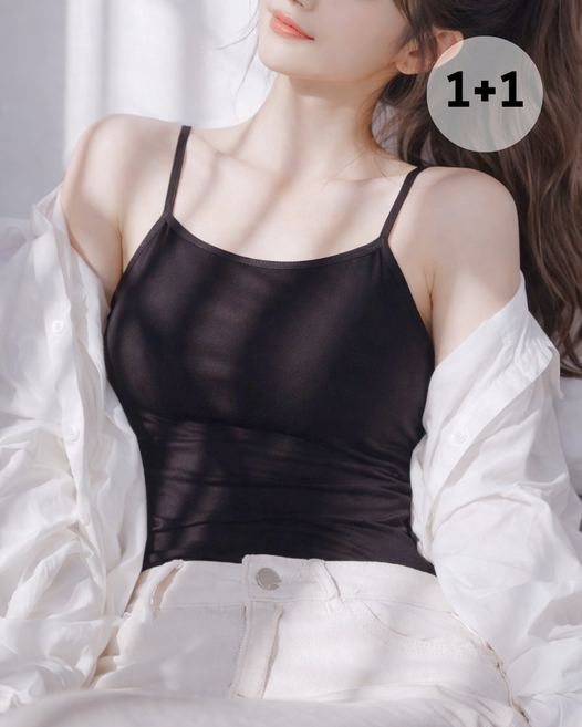 1+1 슬림핏 스판 끈나시 이너 민소매 탑 비침적은 데일리 레이어드 나시