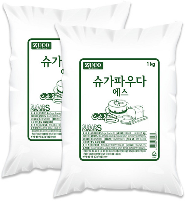 쥬코 슈가파우더 S 1kg 2개세트, 2개