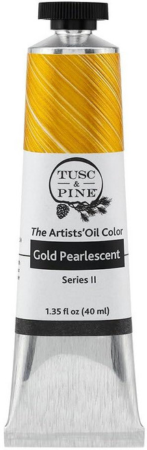 Tusc & Pine 아티스트 오일 페인트 - 티타늄 화이트 (아마씨) 40ml 황변 없음 풍부하고 크리미 한 일관성 최대 안료 부하 소량 가공 페인트 전문 아티스트, 1개(1개입), 골드 진주 광택