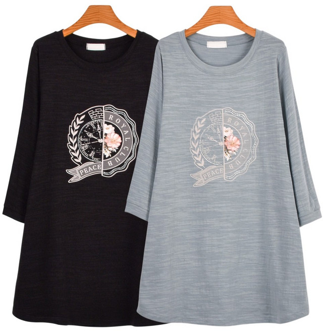 국내제작 마마걸피스라운드 빅사이즈여성의류 큰사이즈티셔츠 중년여성 오버핏 엄마옷 반팔티셔츠 50대여성