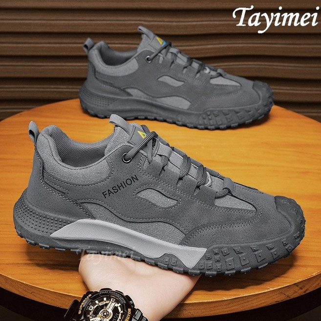 남성 신발 봄 아웃도어 캐주얼 운동화 가볍고 부드러운 바닥 내마모 등산화 통기 남성 일상 방취 노동 보험 작업화 남성 운동화
