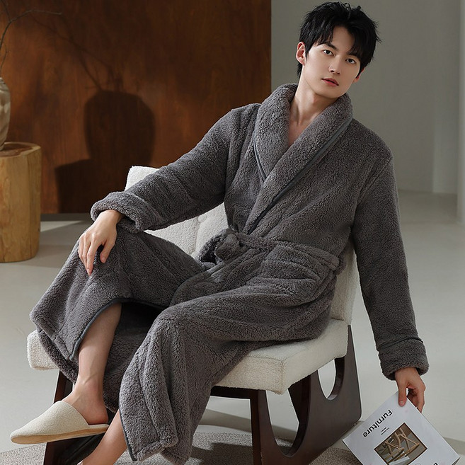 남성용 프리미엄 호텔 샤워가운 겨울 슬리핑 가운 잠옷