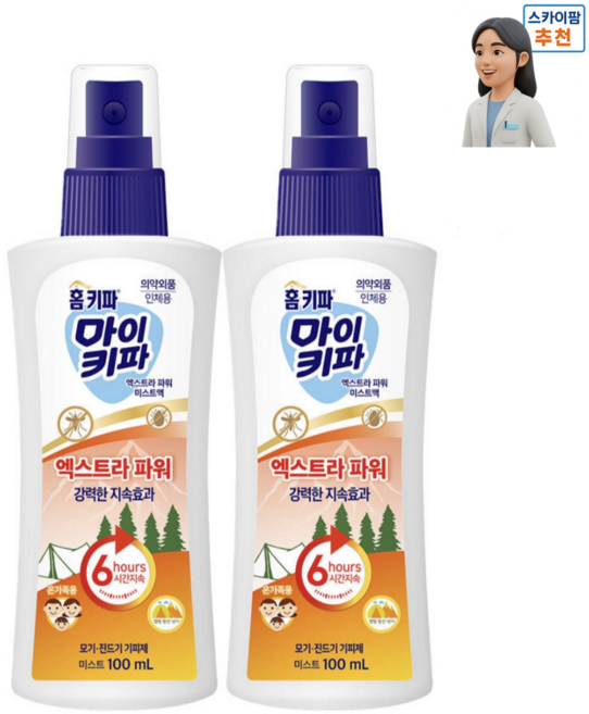 홈키파 마이키파 엑스트라 파워 모기기피 미스트, 100ml, 2개