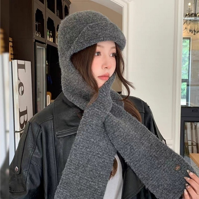 느와드코코 후드머플러 니트 방한모자 일체형 겨울 머플러 넥워머