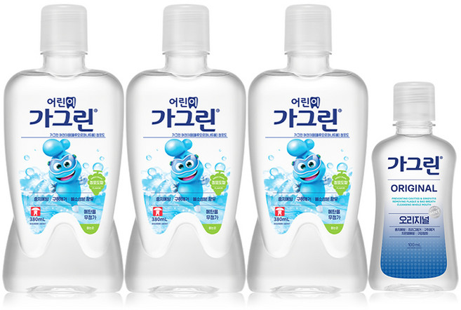 가그린 어린이용 청포도향 380ml 3개 + 오리지널 100ml 구강청결제, 2세트, 1.24L