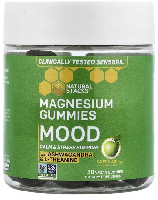 내추럴스택스 마그네슘 젠 그린 애플 비건 구미, 1개, 30정 - 쿠팡