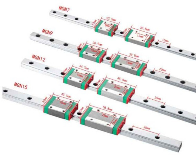 미니어처 가이드 MGN7C L 100mm~1000mm 레일 캐리지 3D 프린터 부품, 01 350mm, 07 MGN7H