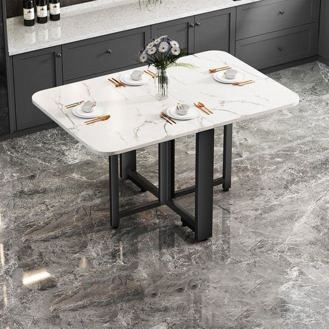 Takata 리빙룸 확장형 접이식 아일랜드 식탁 테이블 밥상 FT1, 6인용, 화이트&블랙