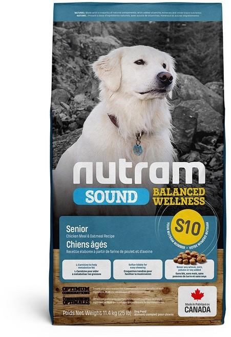紐頓 Nutram S10 均衡健康系列 雞肉+燕麥 老犬 狗飼料, 11.4kg, 1個