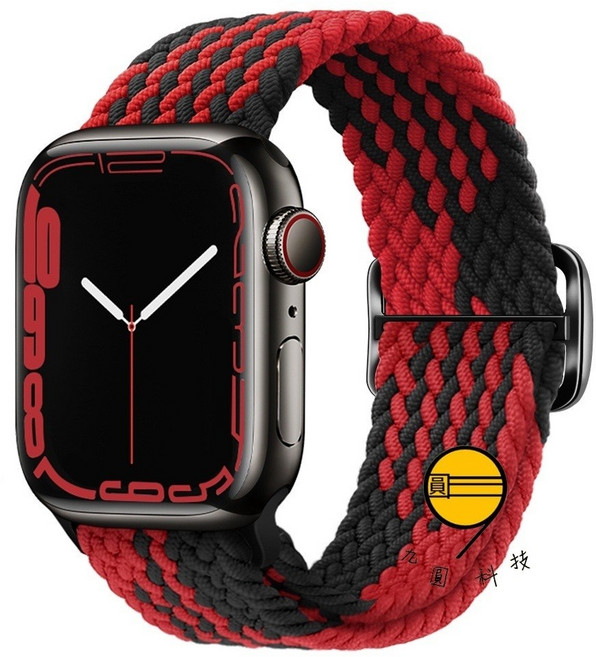 適用於 Apple Watch 編織尼龍彈力錶帶, 黑紅, 38/40/41/(S10/S11)42, 1個