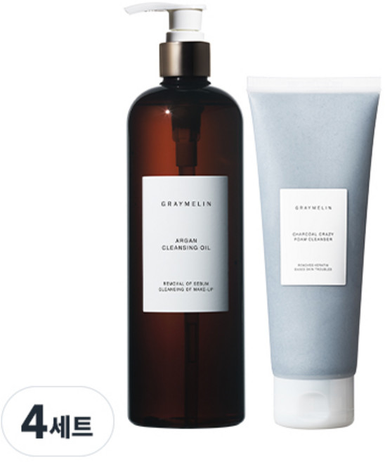 그레이멜린 아르간 클렌징 오일 500ml + 크레이지 폼 클렌져 차콜 150ml, 4세트