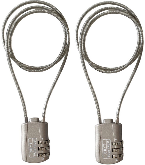 위드 와이어 로프 맹꽁이 자물쇠 브라운 DB201-60, 2개