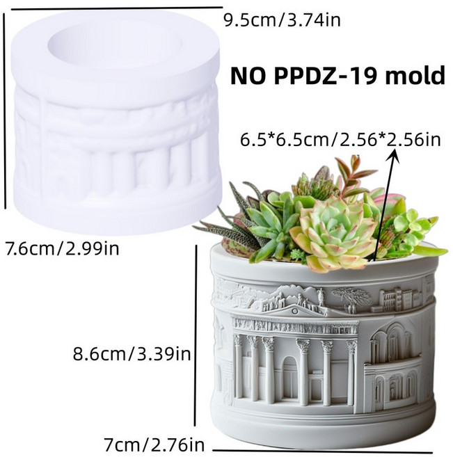 DIY 그리스 건축 구호 즙이 많은 식물 화분 수지 실리콘 금형 유럽 스타일 로마 열 촛불 컵 석고, 1개, 02 NO PPDZ-19 mold