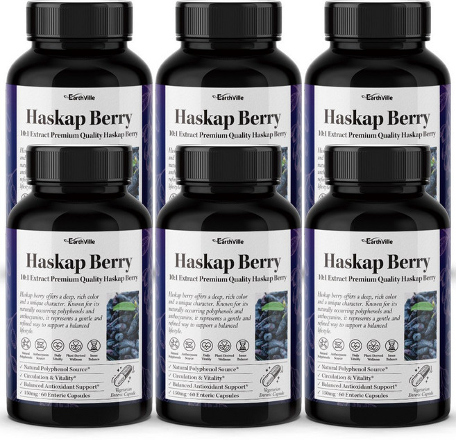 어스빌 하스카프 베리 고농축 장용성캡슐 분말 안토시아닌 1500mg, 6개, 60정