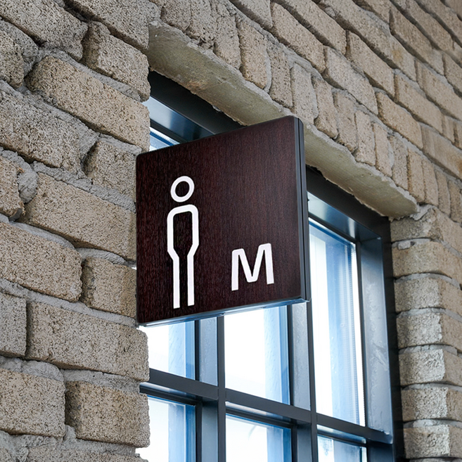 DND 돌출 화장실표지판 표찰, 공용 화장실, 월넛