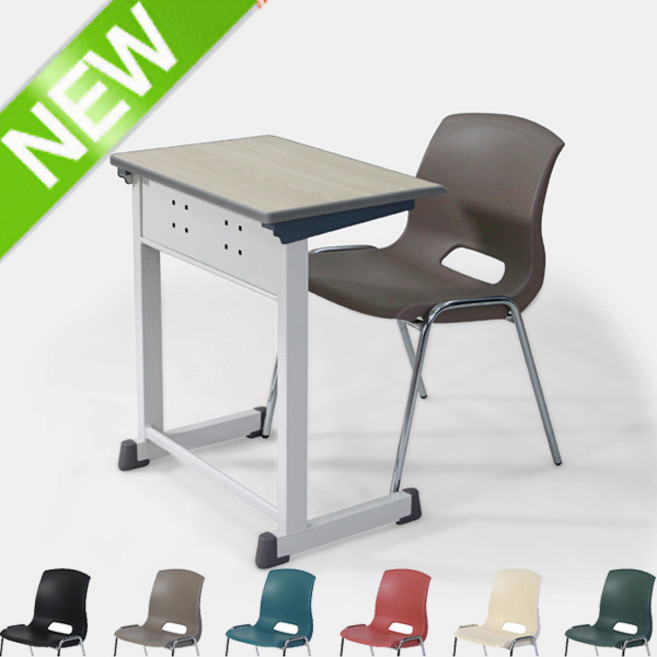 HS맥스클래식플러스우레탄A 학원용책걸상세트 학생용책상 학교 강의실 교육 의자 공부방 수강용 1인용, 검정, 애쉬