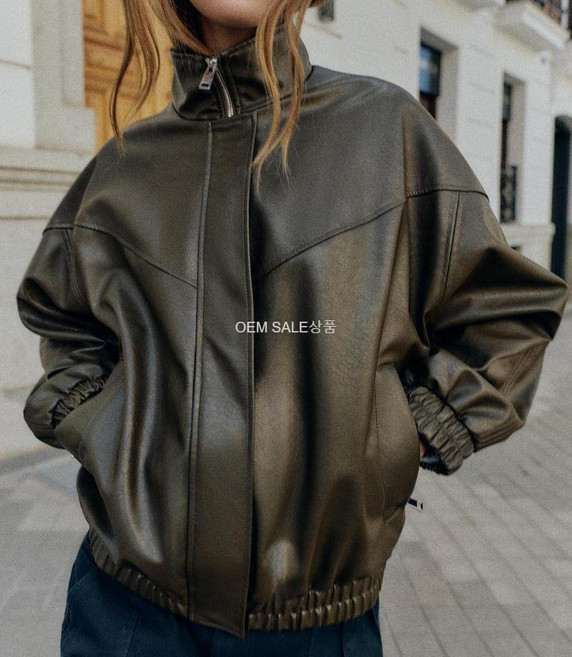 자라 하이넥 페이크 레더 봄버 재킷 3046/027
