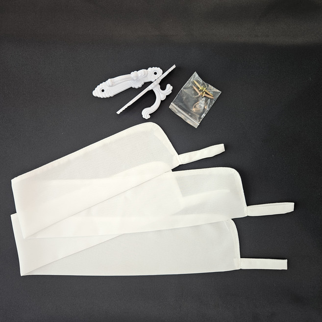 커블 화이트 쉬폰 커튼 끈, 커튼끈+후사고리, 1개