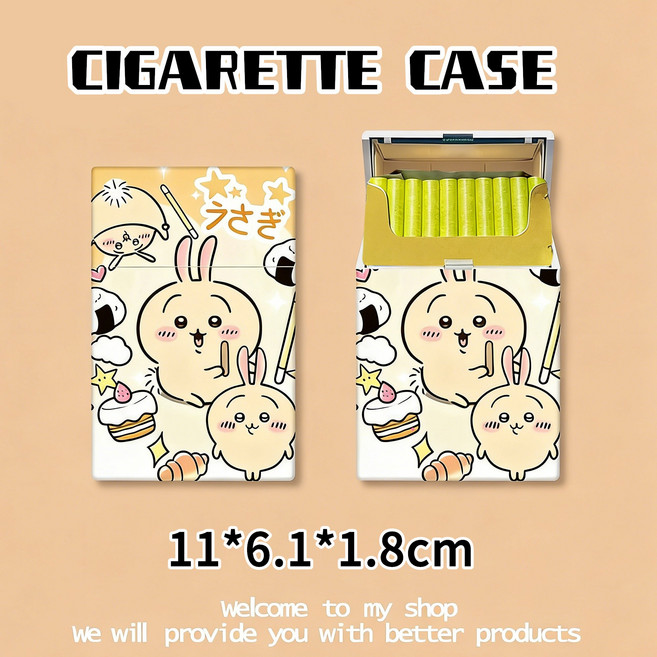 卡通圖案香菸盒 菸收納盒 便攜 粗細 多圖可選 香菸盒 11*6.1*1.8cm, 537-細支, 1個