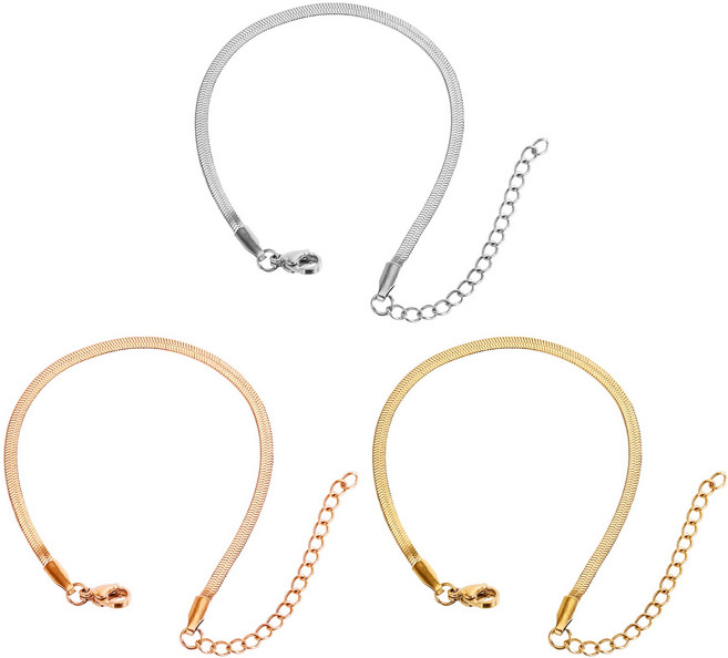 [3color] 써지컬스틸 실크 스네이크 데일리 여자 뱀줄 레이어드 팔찌