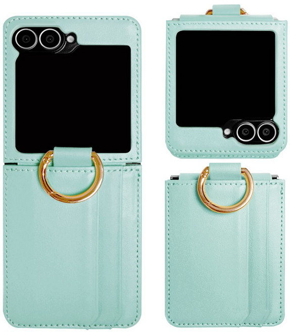 제루크 갤럭시 호환 Z플립 힌지보호 링홀더 소가죽 카드수납 지갑 케이스