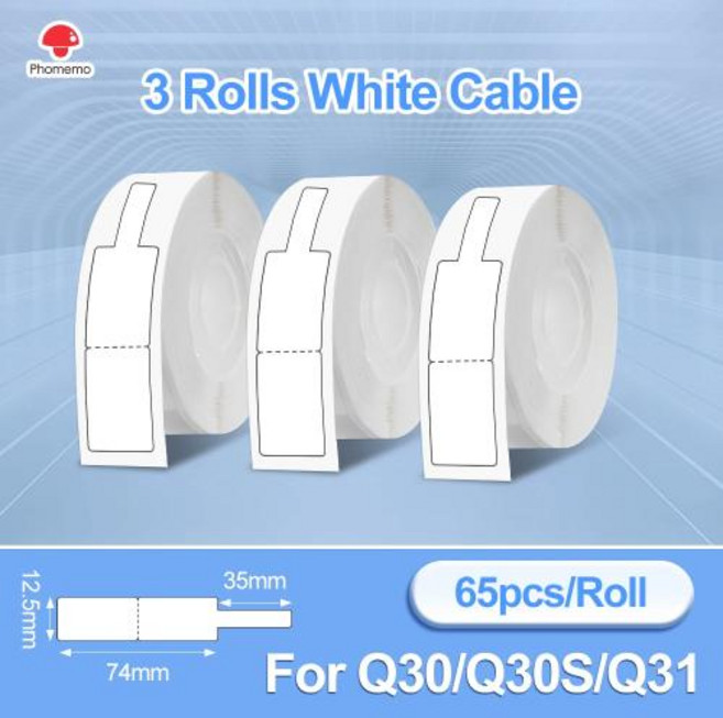 Phomemo Q30 라벨 메이커 미니 포켓 열 DIY 날짜 무선 다양한 용지, 28) Cable White, 28.Cable White