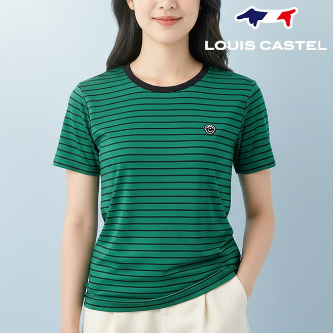 루이까스텔 여성 쿨 냉감 스트라이프 반팔 라운드 티셔츠 7LOTS408